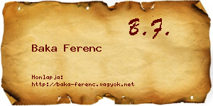 Baka Ferenc névjegykártya